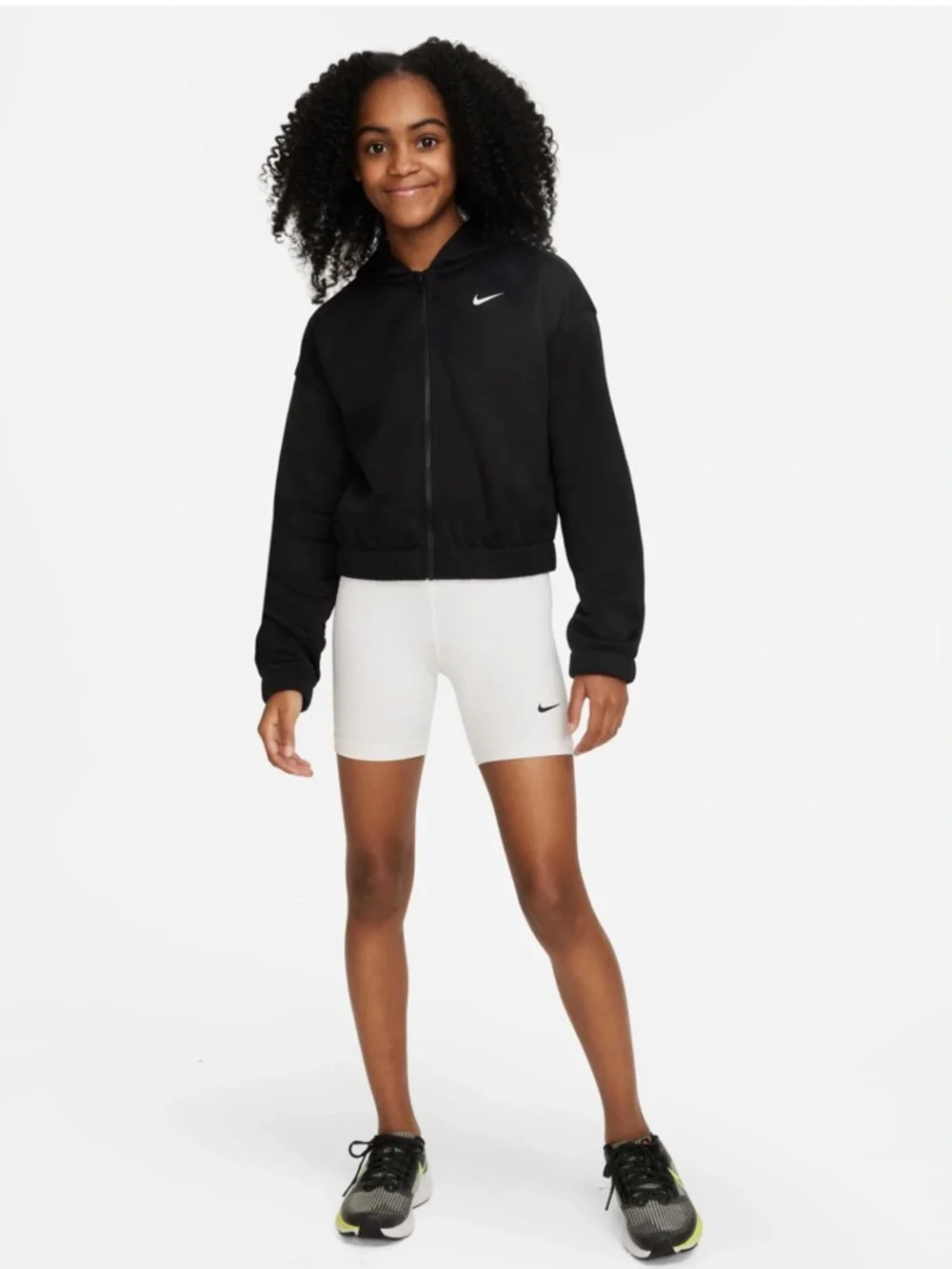 Nike White Pro High-Waist  Shorts with Black Branded Waistband
